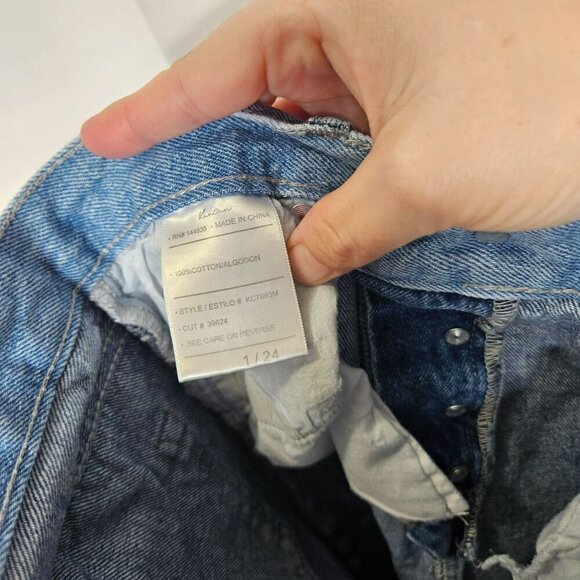 Kancan Women's High-Rise Patchwork Jeans Straight Leg Blue Size 1/24 - Picture 4 of 12